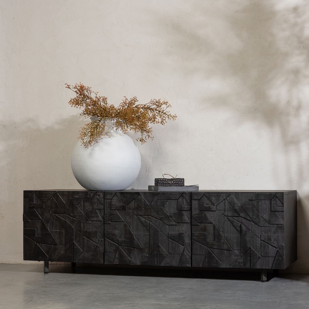 Counter Black Mango Wood TV Unit - WOO .Design
