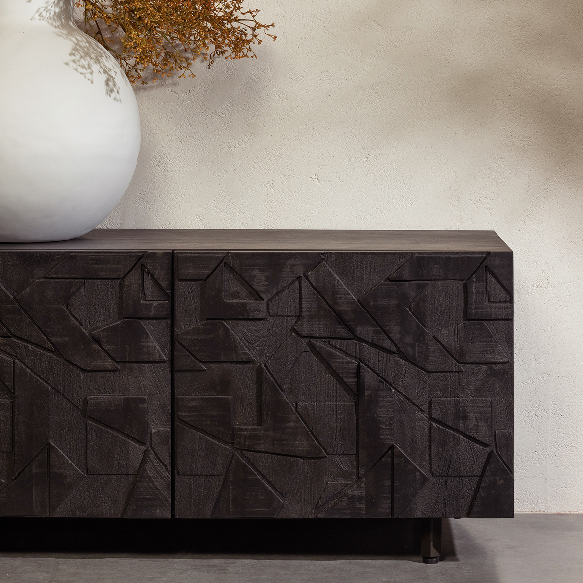 Counter Black Mango Wood TV Unit - WOO .Design