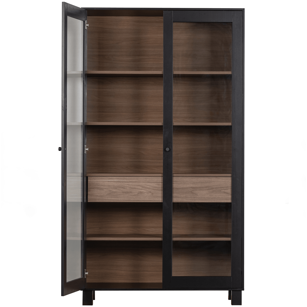 Goos Black/Walnut Pine 2 Doors Cabinet - WOO .Design