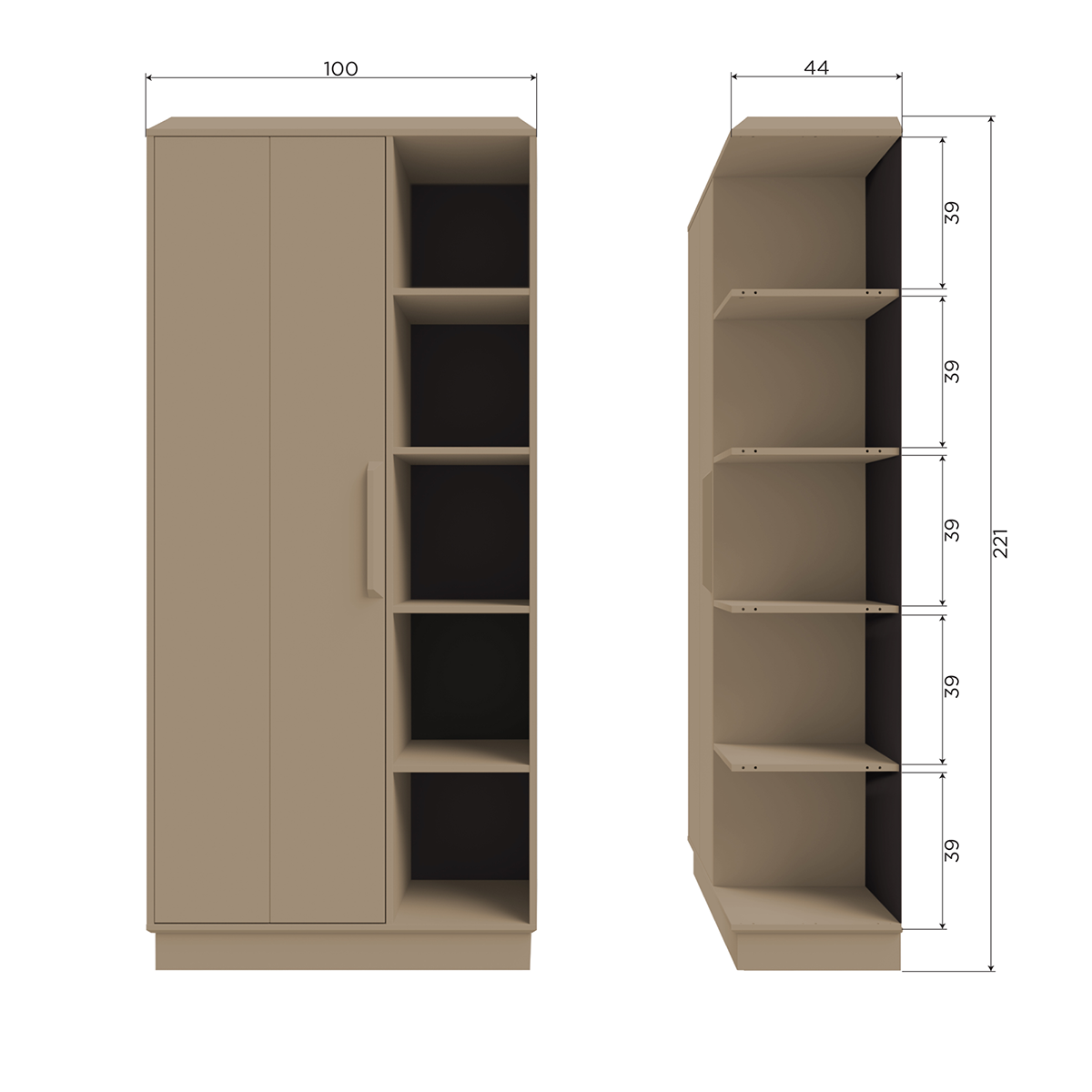 Lowen Mud Pine Wood Storage Cabinet