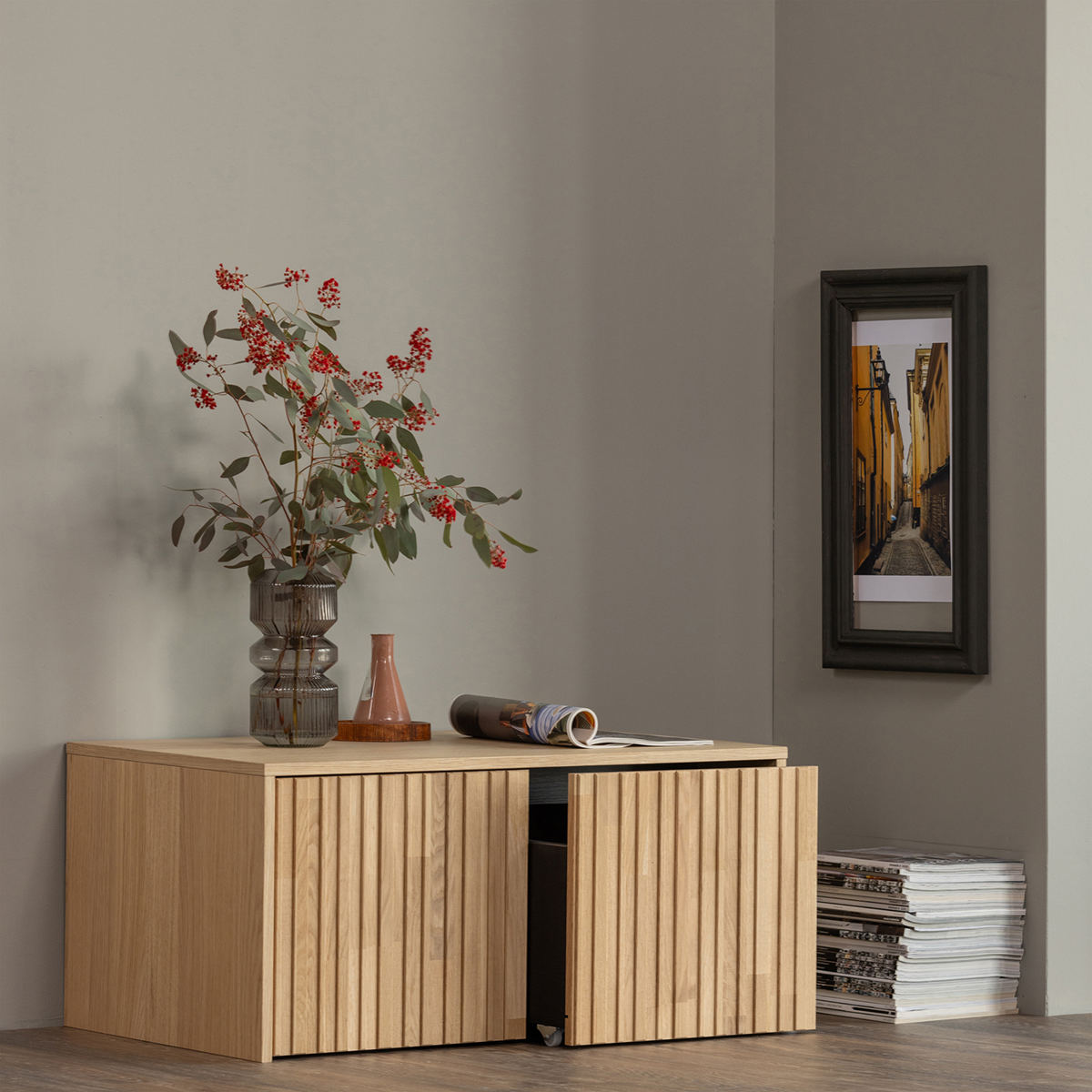 New Gravure Wood Storage Bench