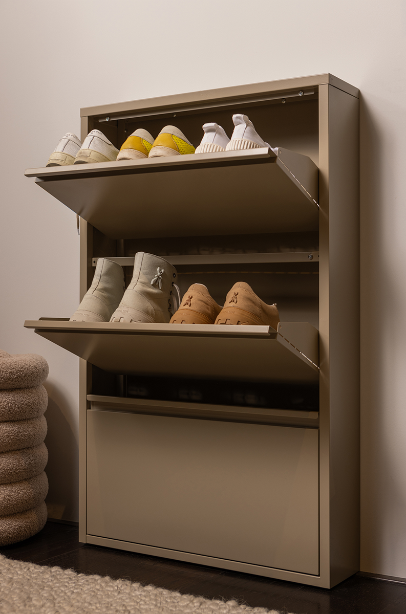 Sabine Metal 3 Compartment Shoe Cabinet - WOO .Design