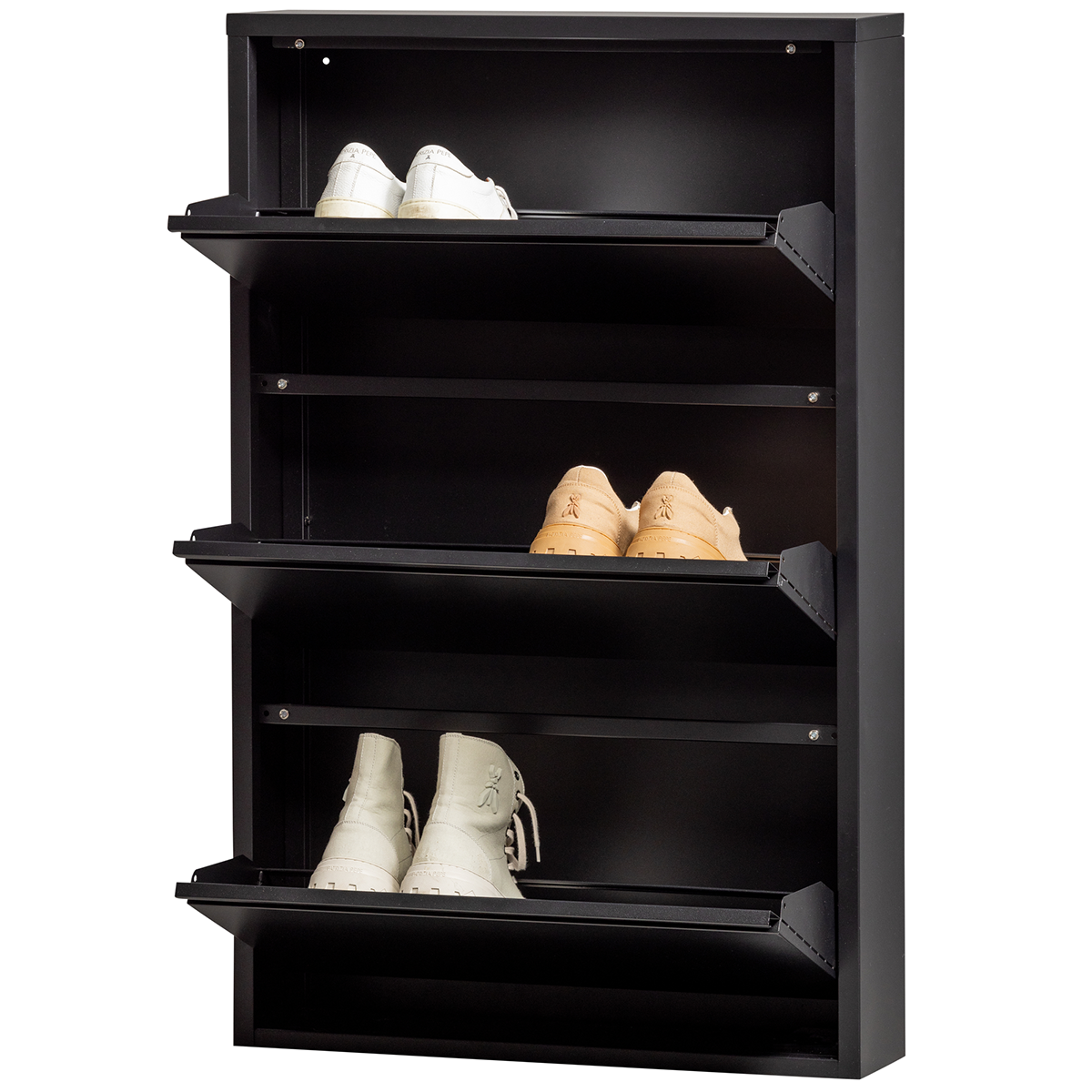 Sabine Metal 3 Compartment Shoe Cabinet - WOO .Design