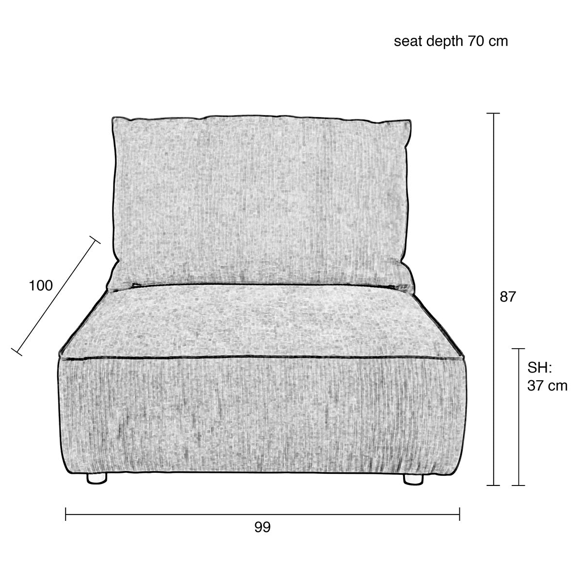 Hunter Moss with Back 1.5 Seater Element Sofa