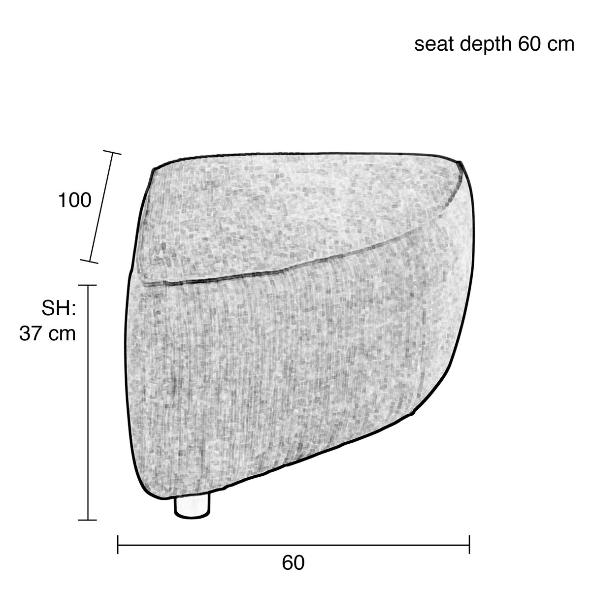 Hunter Navy Pie Pouf Right Element Sofa