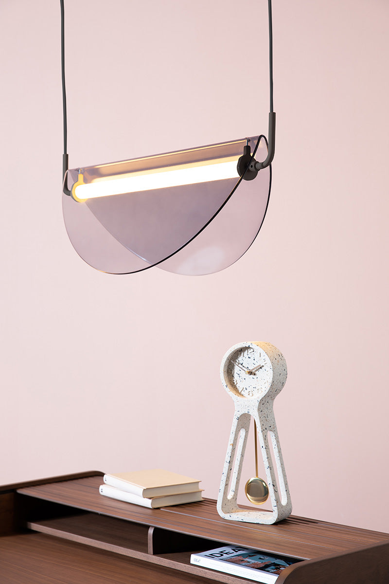 Pendulum Terrazzo White Time Clock