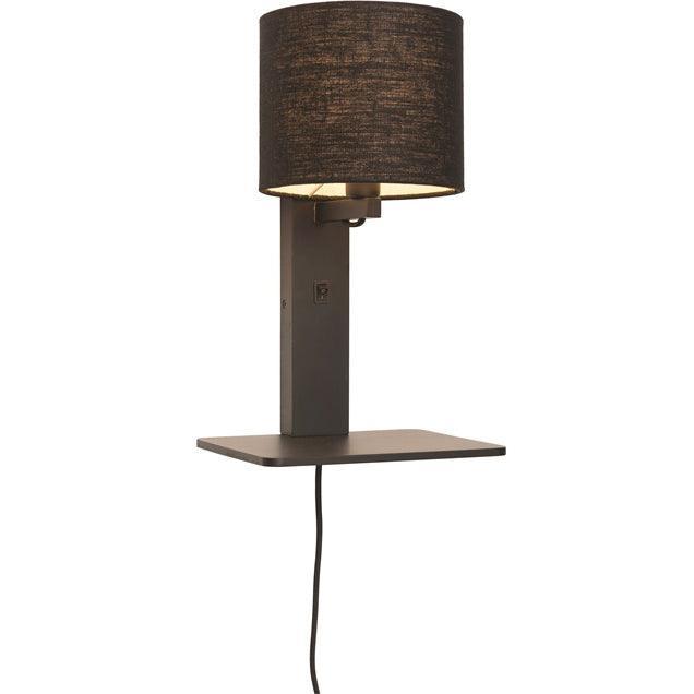 Andes Black Wall Lamp with Shelf - WOO .Design
