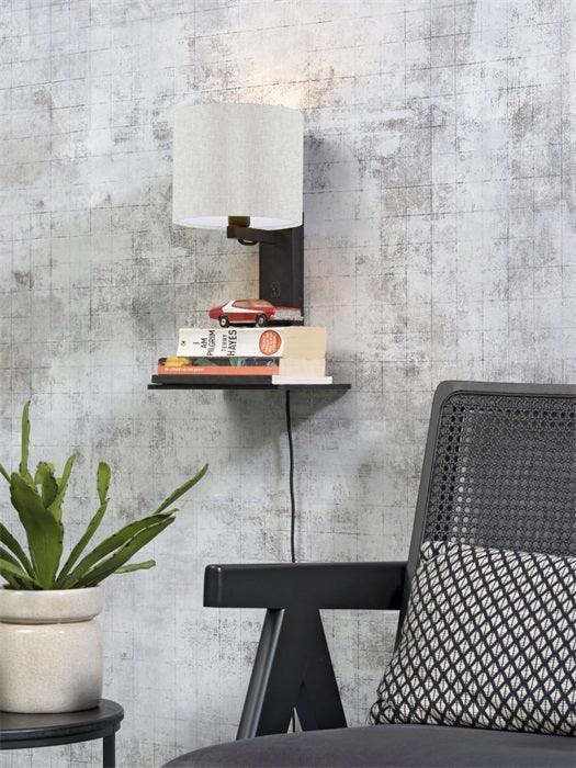 Andes Black Wall Lamp with Shelf - WOO .Design