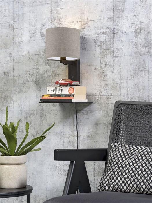Andes Black Wall Lamp with Shelf - WOO .Design