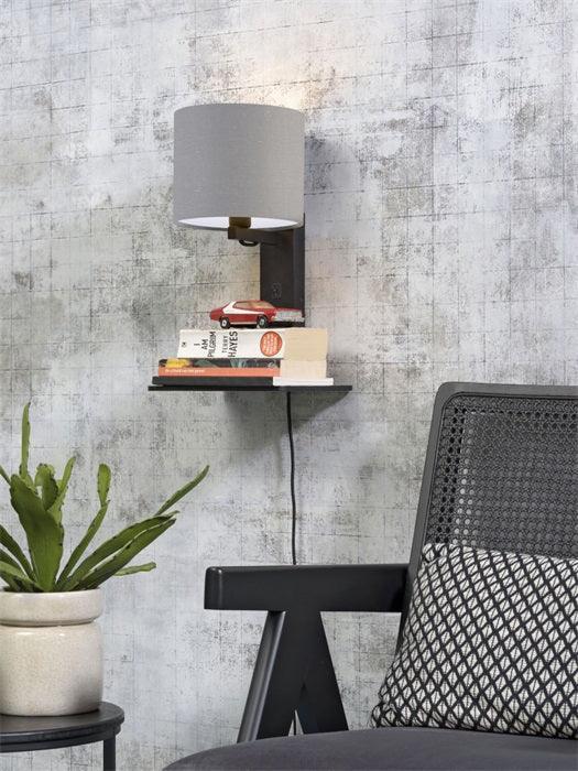 Andes Black Wall Lamp with Shelf - WOO .Design