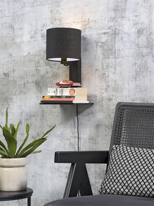 Andes Black Wall Lamp with Shelf - WOO .Design