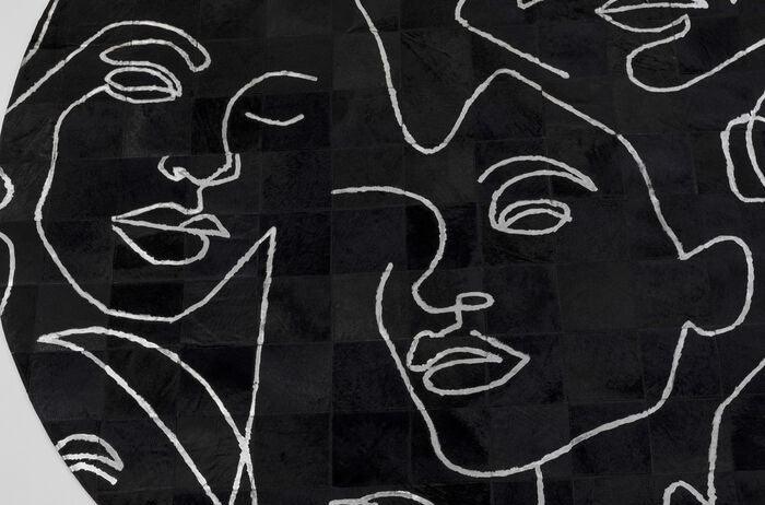 Art Faces Black Leather Round Carpet - WOO .Design