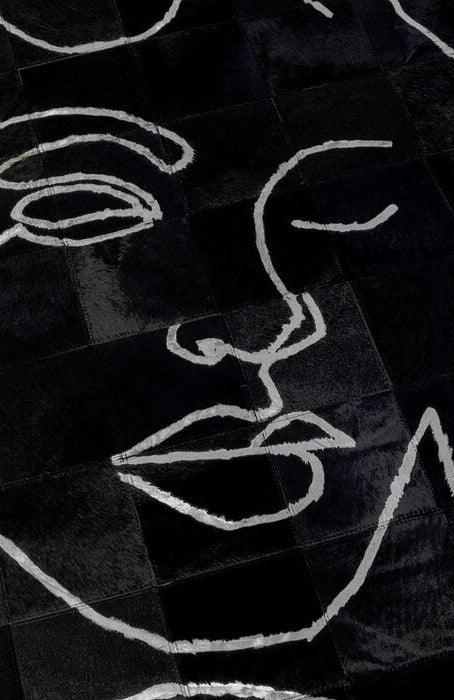 Art Faces Black Leather Round Carpet - WOO .Design