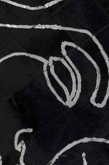 Art Faces Black Leather Round Carpet - WOO .Design