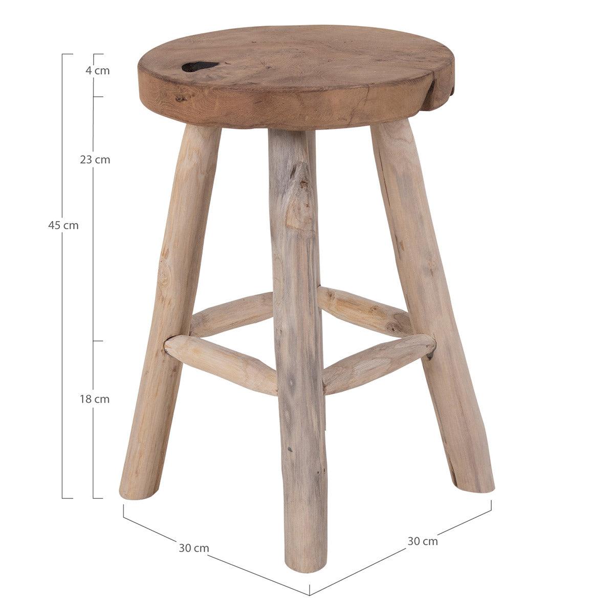 Badia Natural Teak Wood Stool - WOO .Design