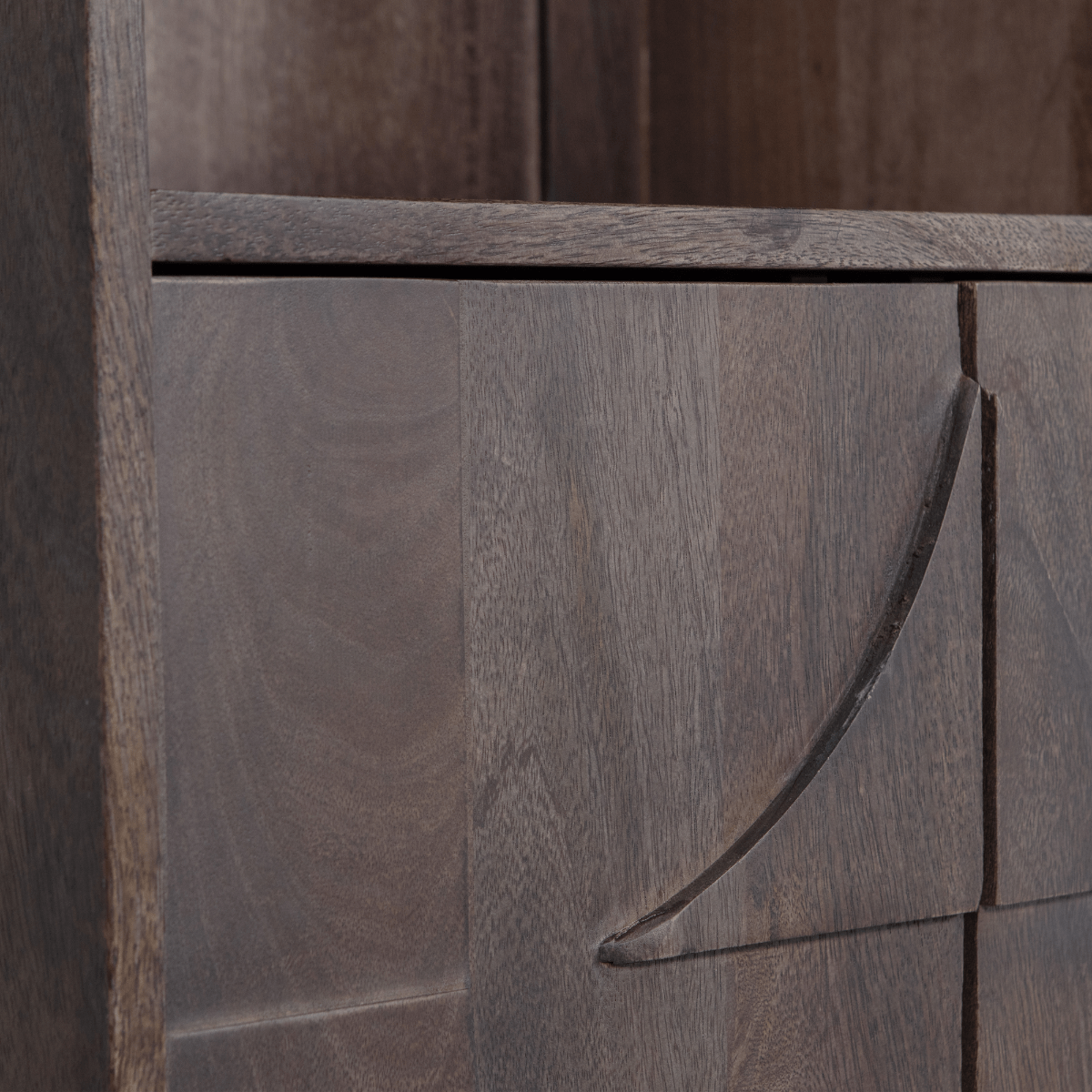 Draw Walnut Mango Wood 4 Door Storage Cabinet