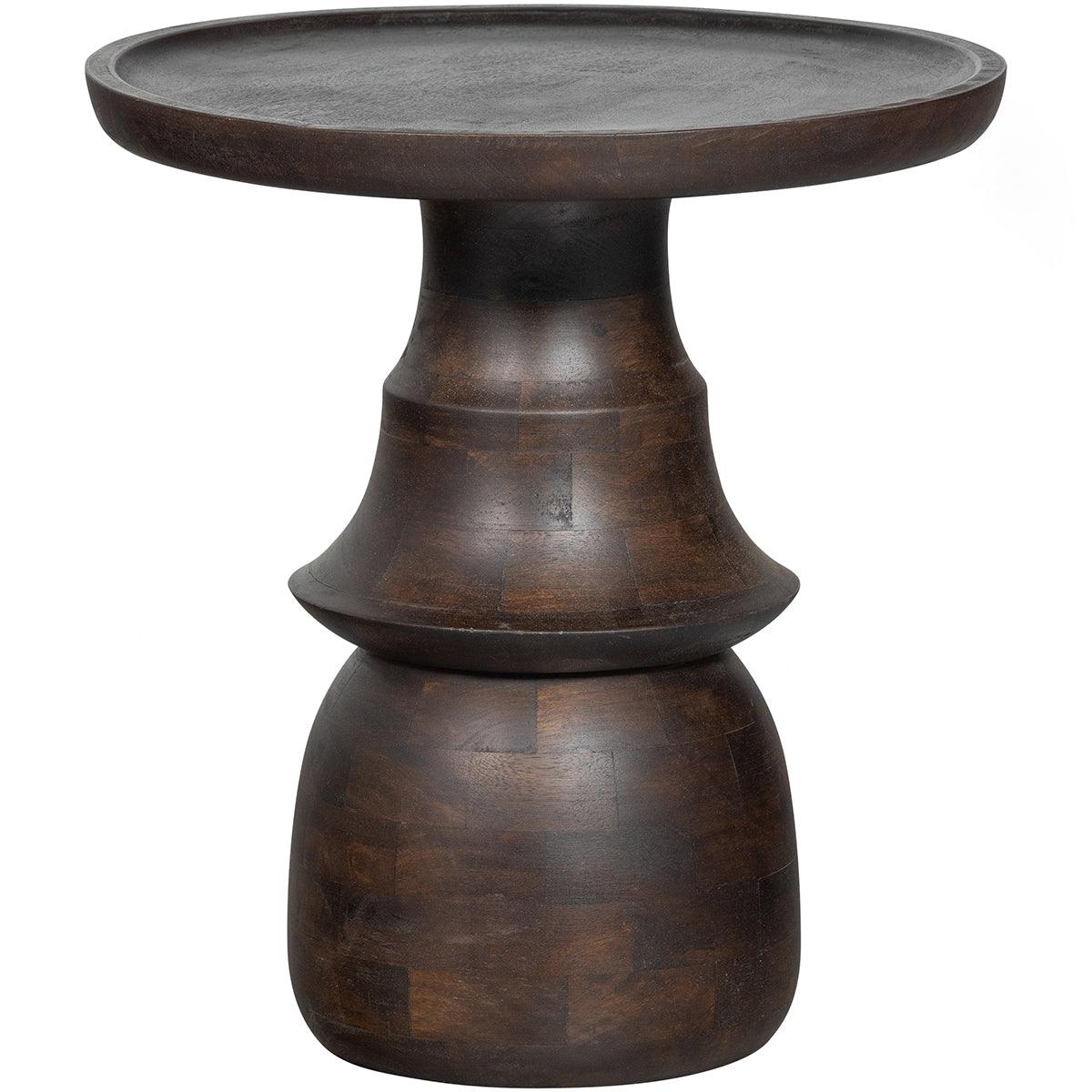 Broad Natural Mango Wood Engraved Leg Side Table