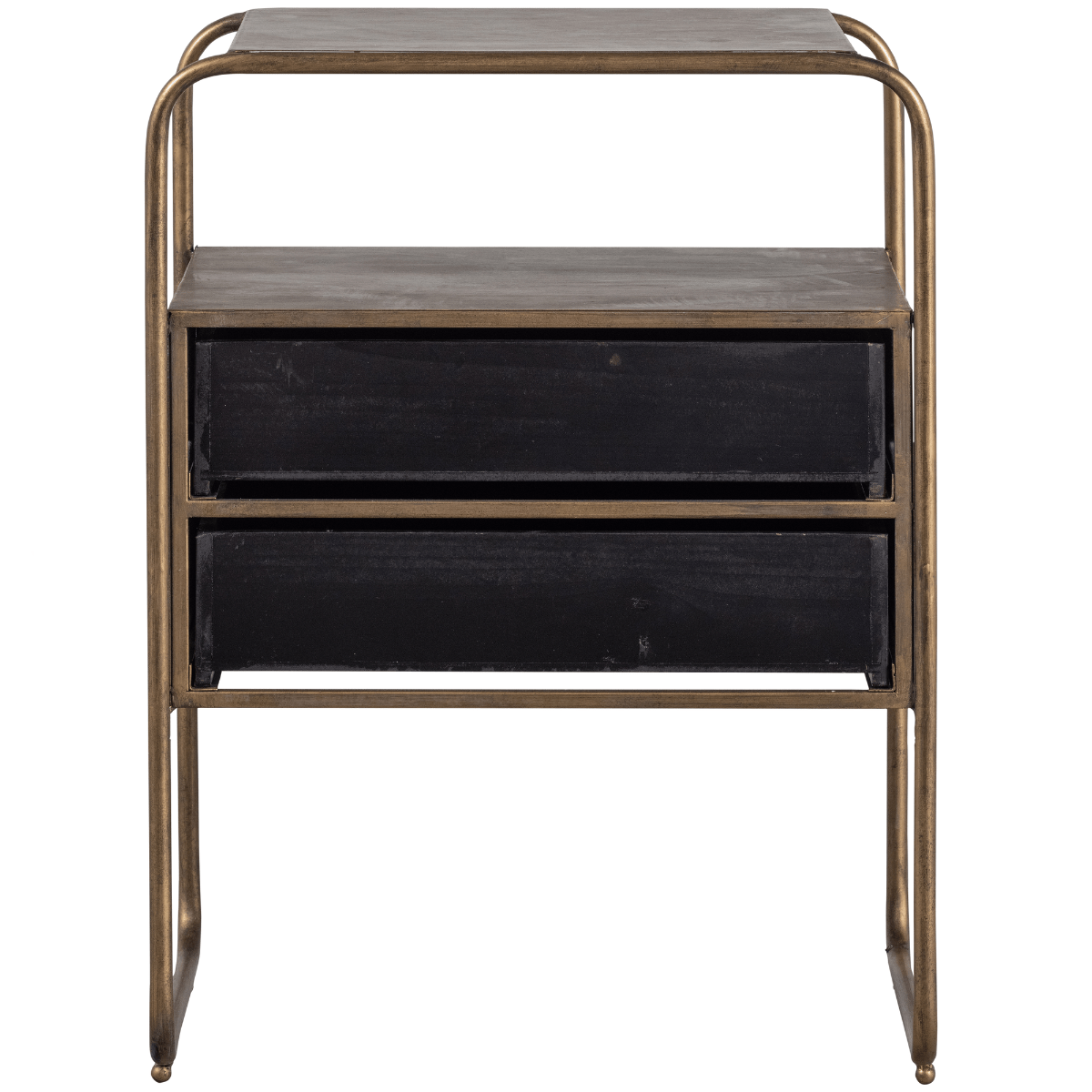 Polite Antique Brass Metal/Wood Nightstand
