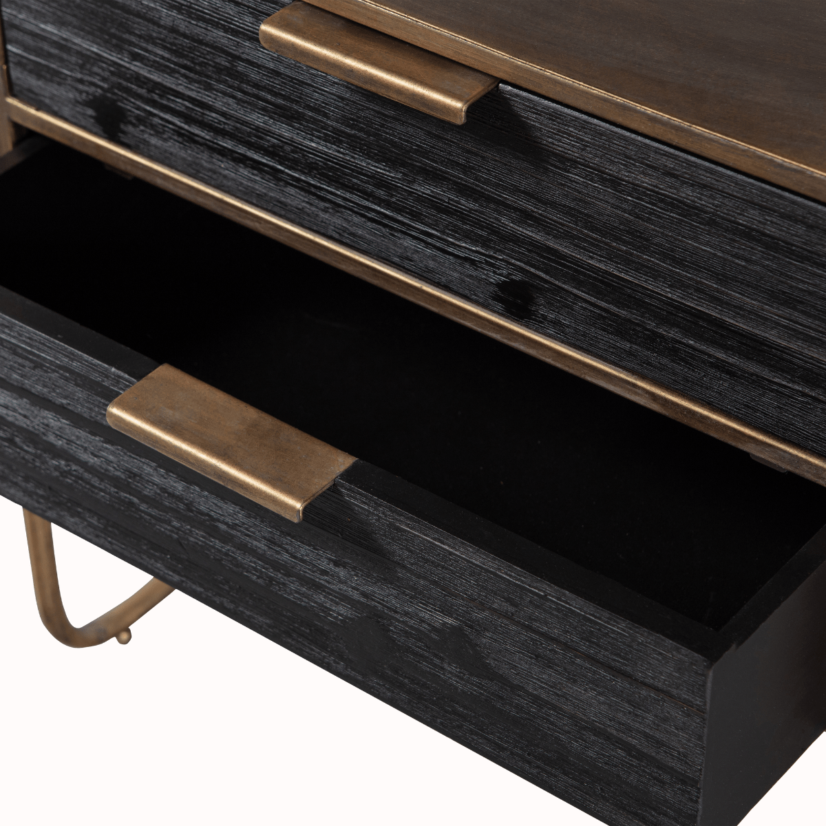Polite Antique Brass Metal/Wood Nightstand