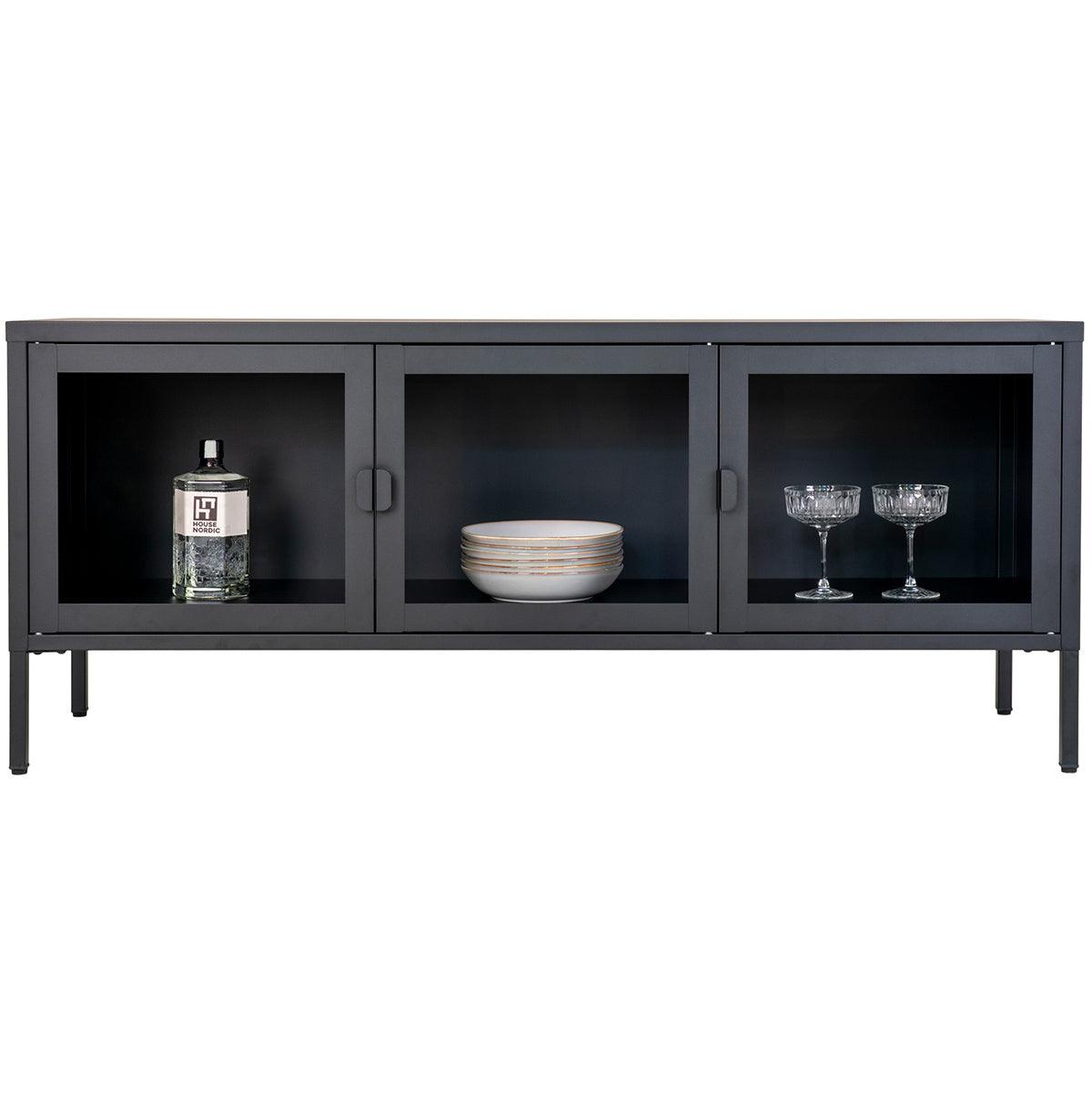 Brisbane Black Steel/Glass TV Bench - WOO .Design