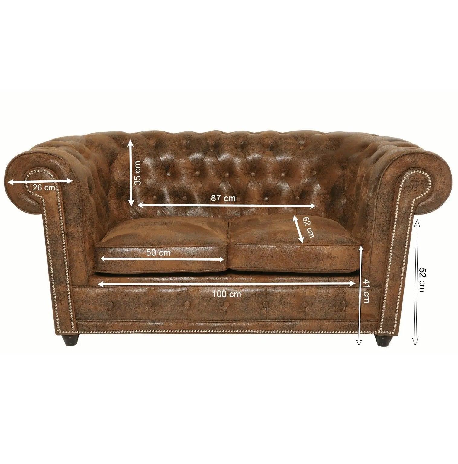 Cambridge Brown Vintage 2 Seater Sofa - WOO .Design