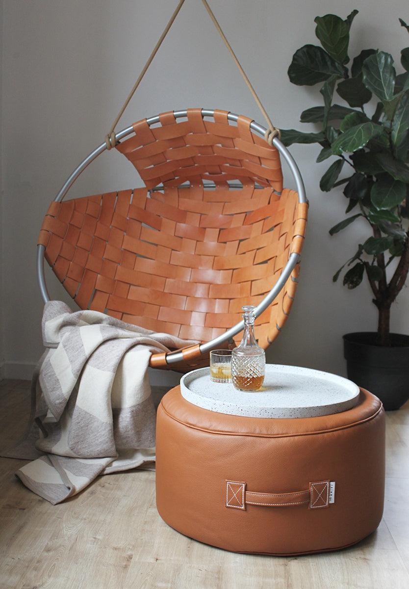 Cocoon Cognac Leather Hanging Chair - WOO .Design
