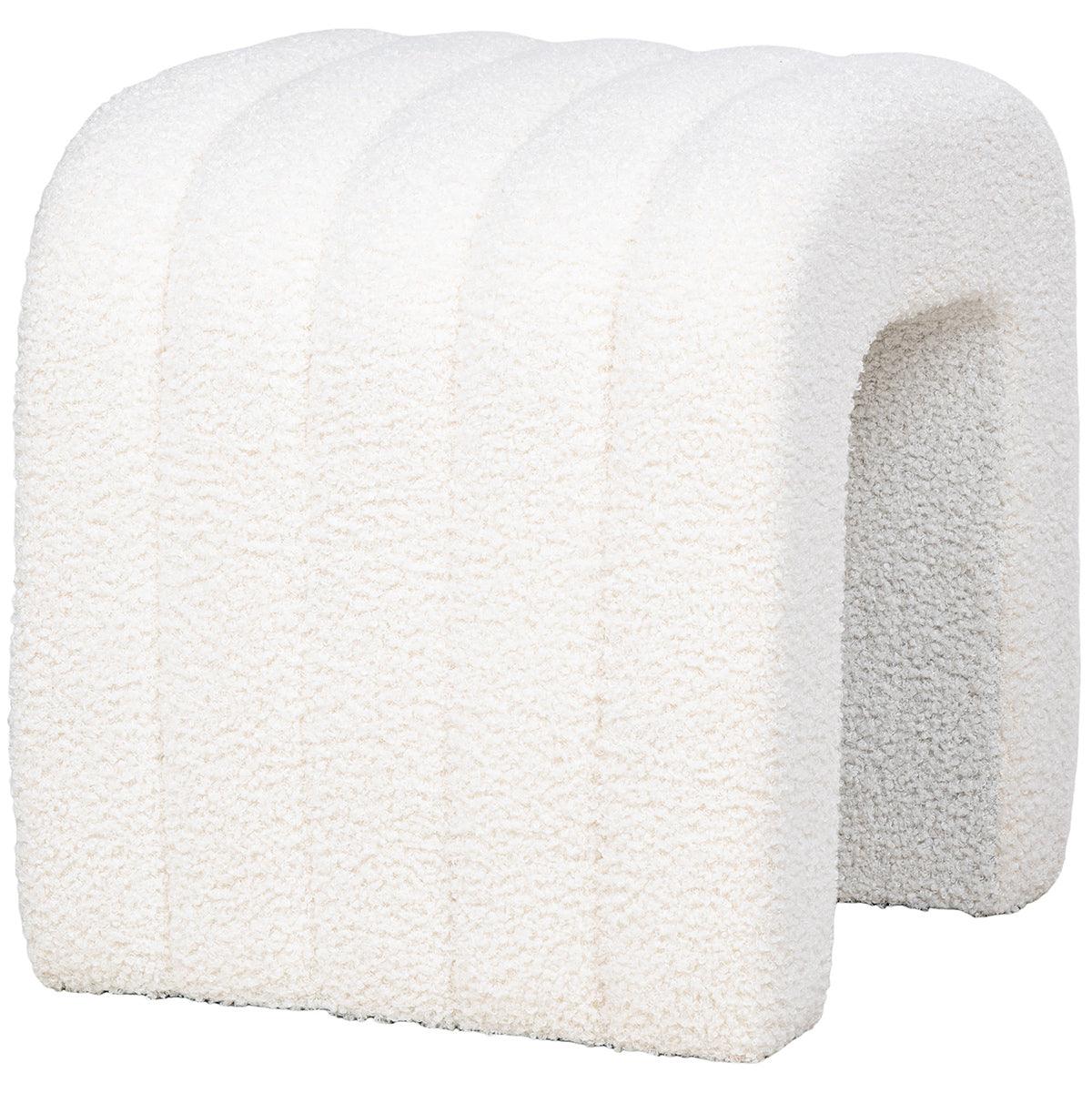 Colma White Boucle Pouf - WOO .Design