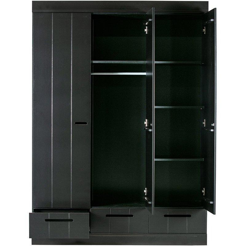 Connect Basic Pine Wood 3 Doors 3 Drawers Strip Doors Cabinet - WOO .Design
