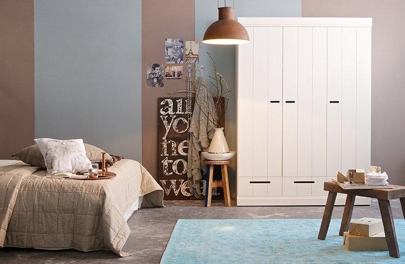 Connect Basic Pine Wood 3 Doors 3 Drawers Strip Doors Cabinet - WOO .Design