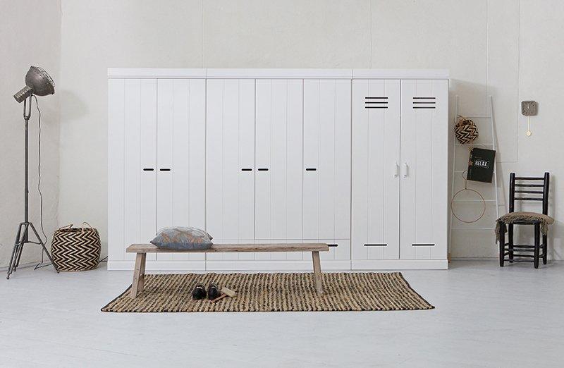 Connect Basic Pine Wood 3 Doors 3 Drawers Strip Doors Cabinet - WOO .Design