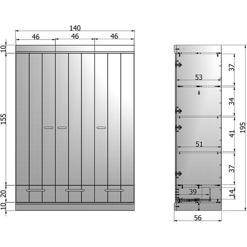 Connect Basic Pine Wood 3 Doors 3 Drawers Strip Doors Cabinet - WOO .Design