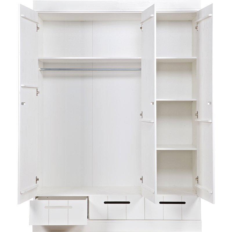 Connect Basic Pine Wood 3 Doors 3 Drawers Strip Doors Cabinet - WOO .Design