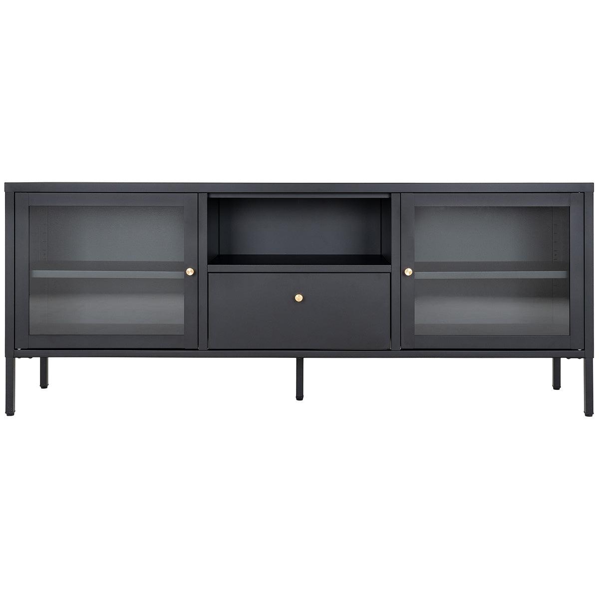 Dalby Black Steel/Glass TV Bench - WOO .Design