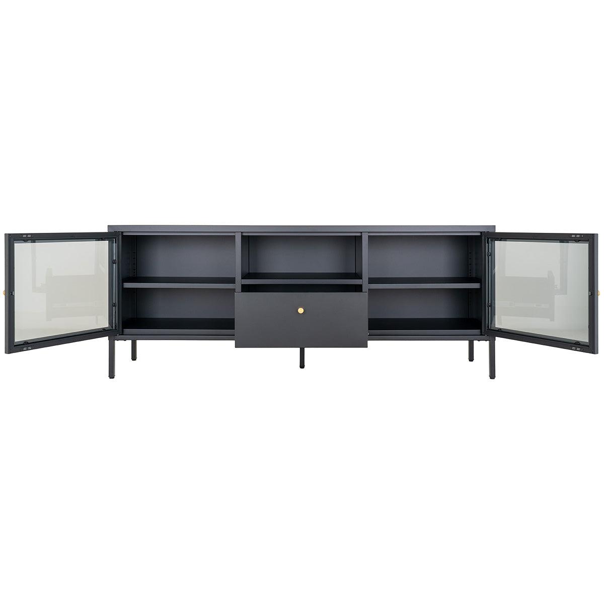 Dalby Black Steel/Glass TV Bench - WOO .Design