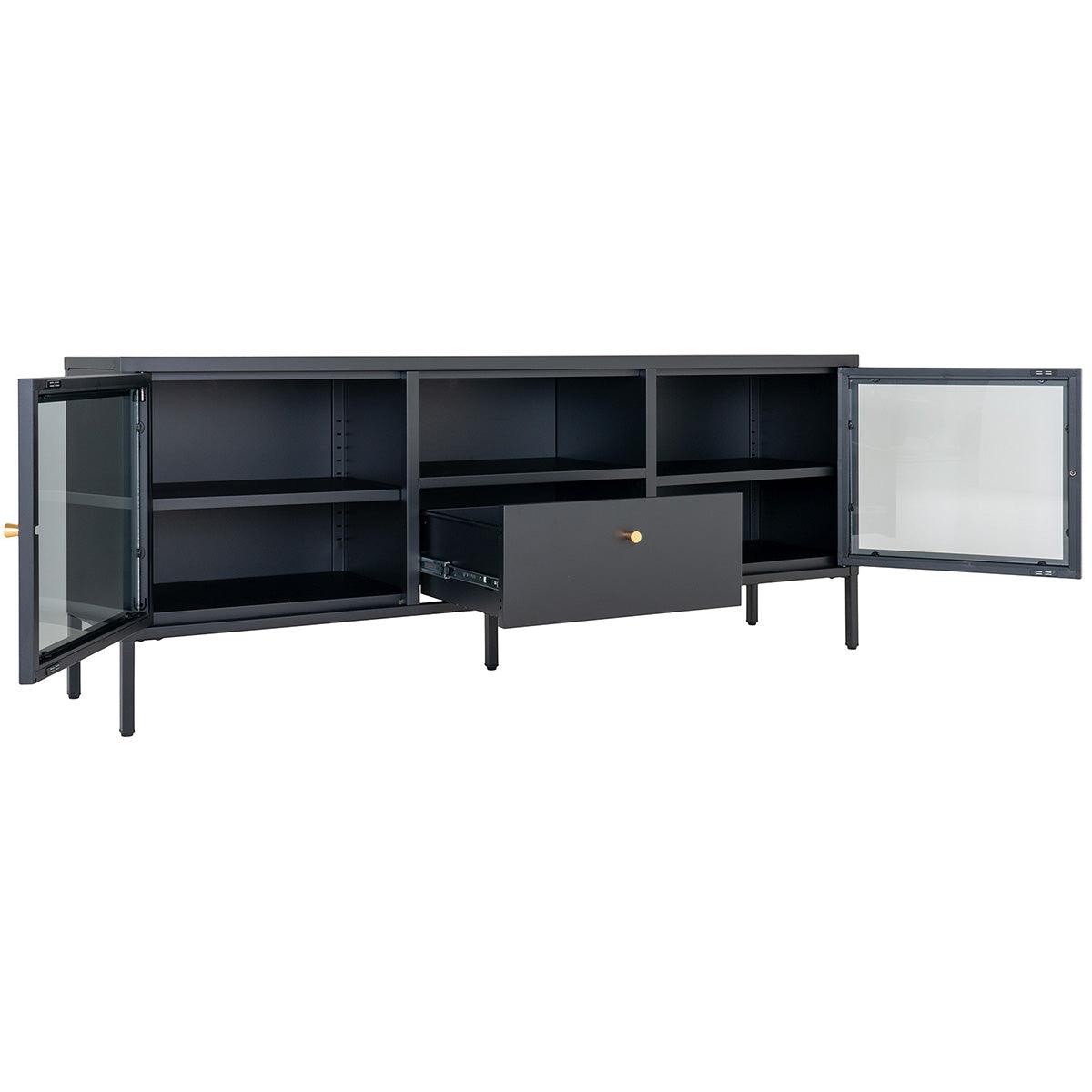 Dalby Black Steel/Glass TV Bench - WOO .Design