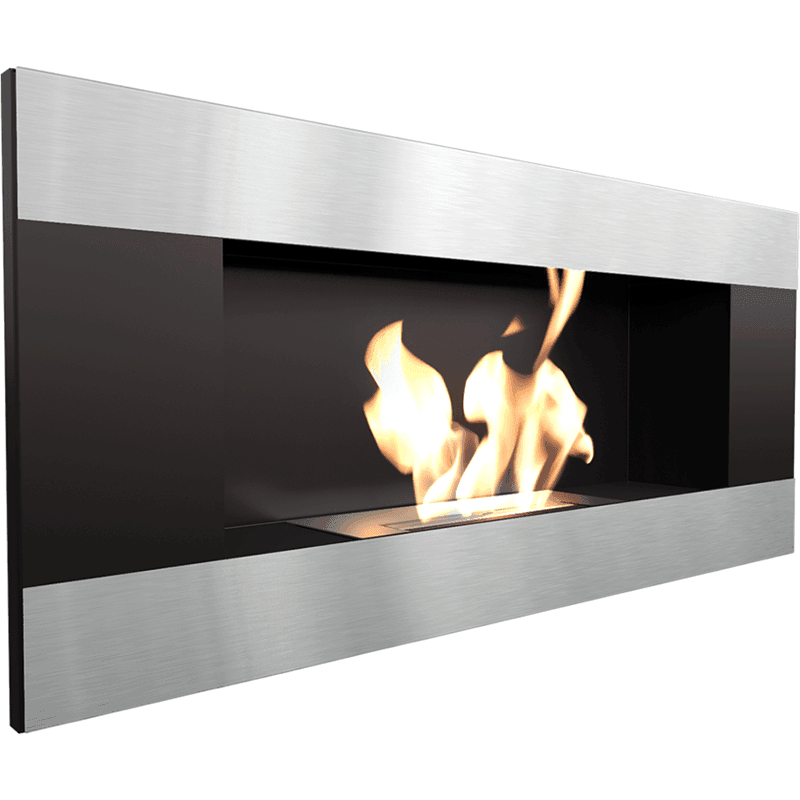 Delta 2 Brushed Chrome-Black Bio Fireplace - WOO .Design