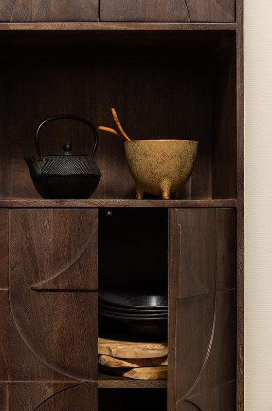 Draw Walnut Mango Wood 4 Door Storage Cabinet - WOO .Design