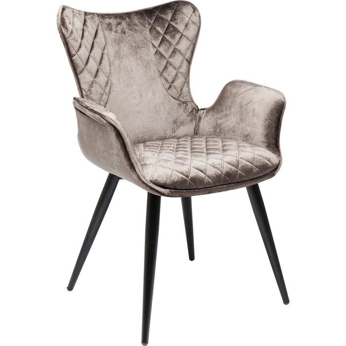 Dream Brown Velvet Chair with Armrest (2/Set) - WOO .Design