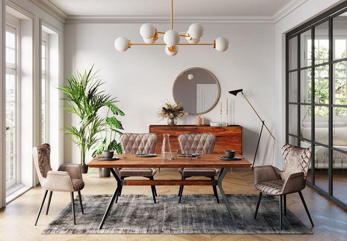 Dream Brown Velvet Chair with Armrest (2/Set) - WOO .Design
