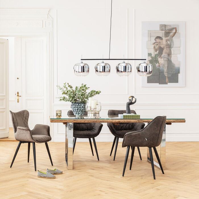 Dream Brown Velvet Chair with Armrest (2/Set) - WOO .Design