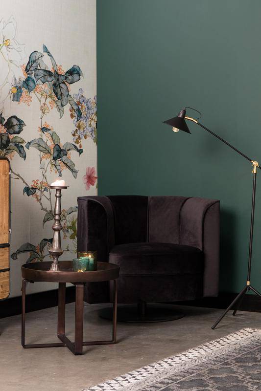 Flower Velvet Swivel Lounge Chair