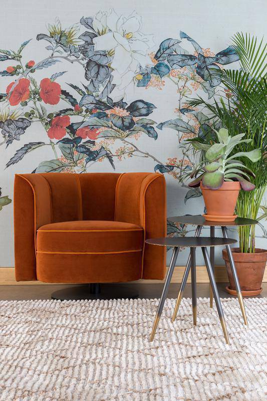 Flower Velvet Swivel Lounge Chair