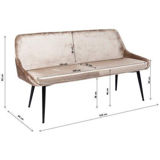 East Side Beige Velvet Bench - WOO .Design