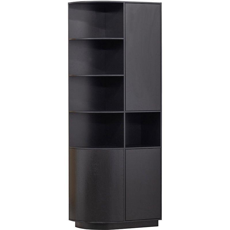 Finca Deep Black Pine Wood Round Storage Cabinet left 78 cm - WOO .Design