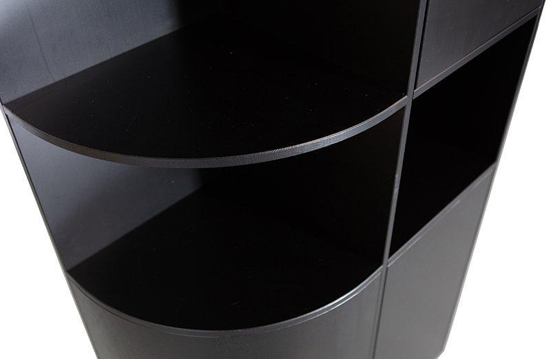 Finca Deep Black Pine Wood Round Storage Cabinet left 78 cm - WOO .Design