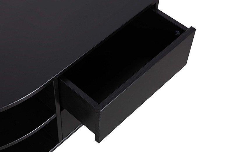 Finca Deep Black Pine Wood Round TV Cabinet left 78 cm - WOO .Design