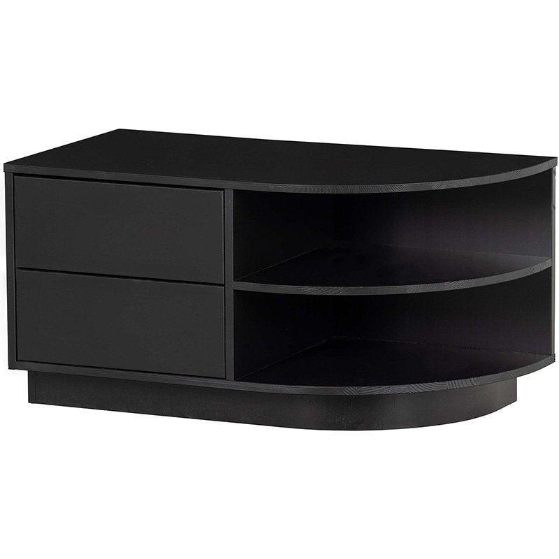 Finca Deep Black Pine Wood Round TV Cabinet right 78 cm - WOO .Design