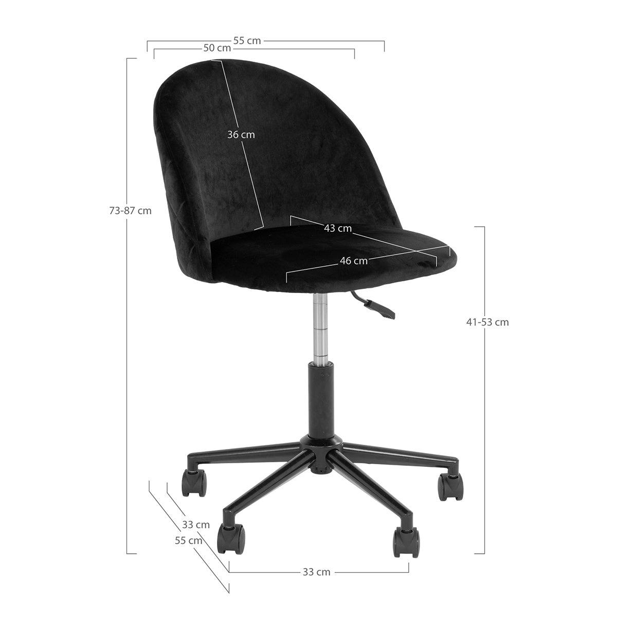 Geneve Black Velvet Office Chair - WOO .Design