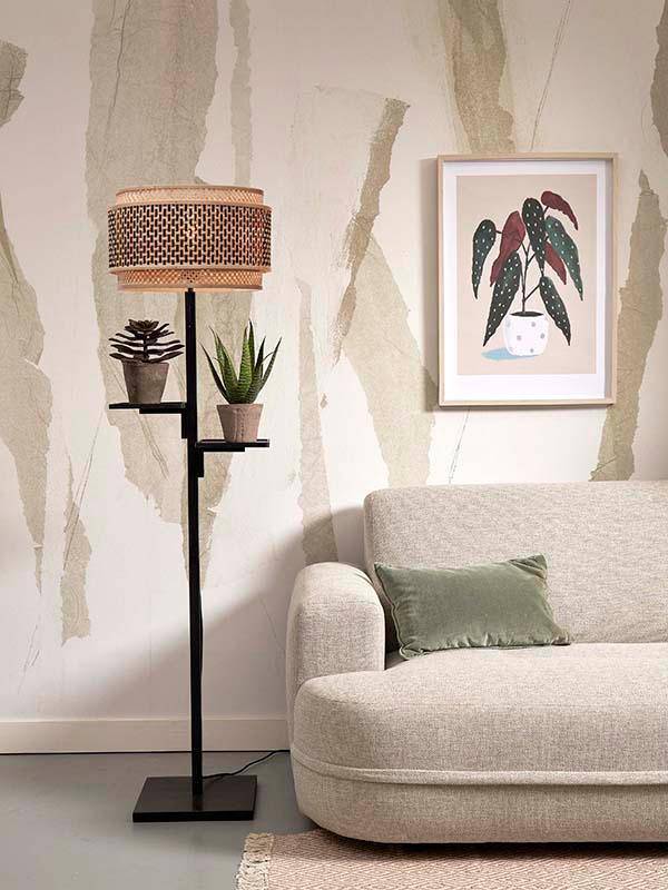Bhutan Floor Lamp with Shelves