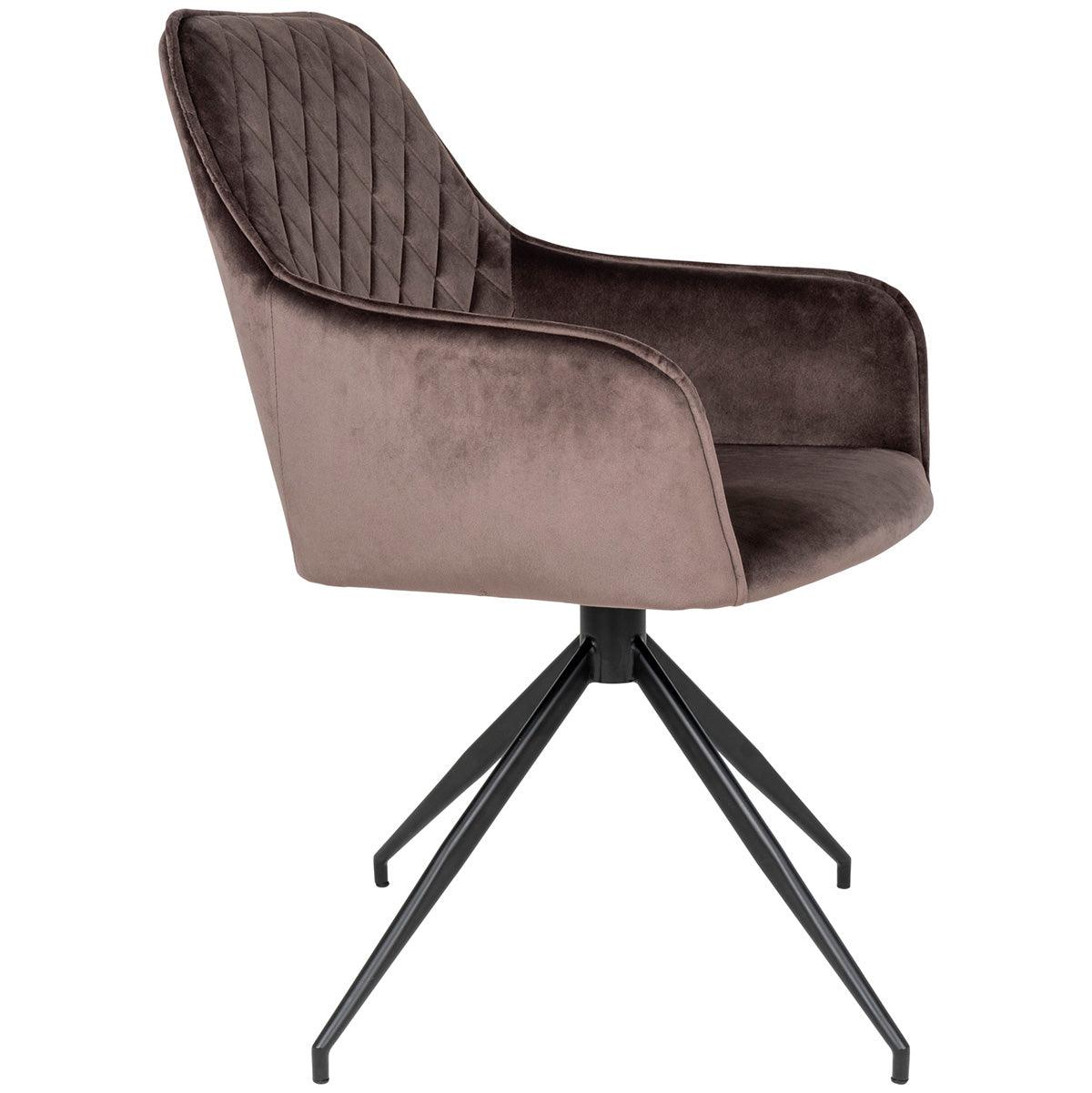 Harbo Mushroom Velvet Swivel Dining Chair - WOO .Design